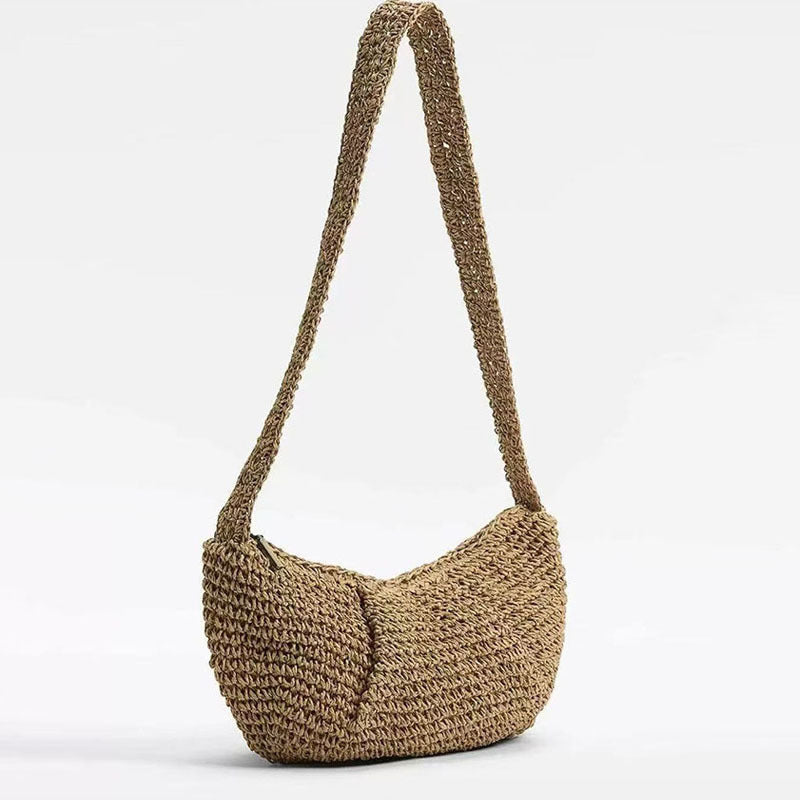 Sac à bandoulière décontracté en paille, sac à boulettes de niche, sac tissé, sac de plage de vacances, sac de poitrine assorti à tout