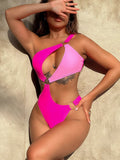 Summer Contrast Color Bikini Sexy Swimsuit One Piece Swimsuit