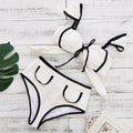 Einfarbiger High Waist Bikini Simple Split Badeanzug Damen Sexy Bikini