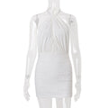 Robe fourreau moulante sexy d'été pour femme, dos nu, col licou croisé et lacets