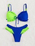 Maillot de Bain Femme Bikini Sexy Bretelles Couleur Contrastée
