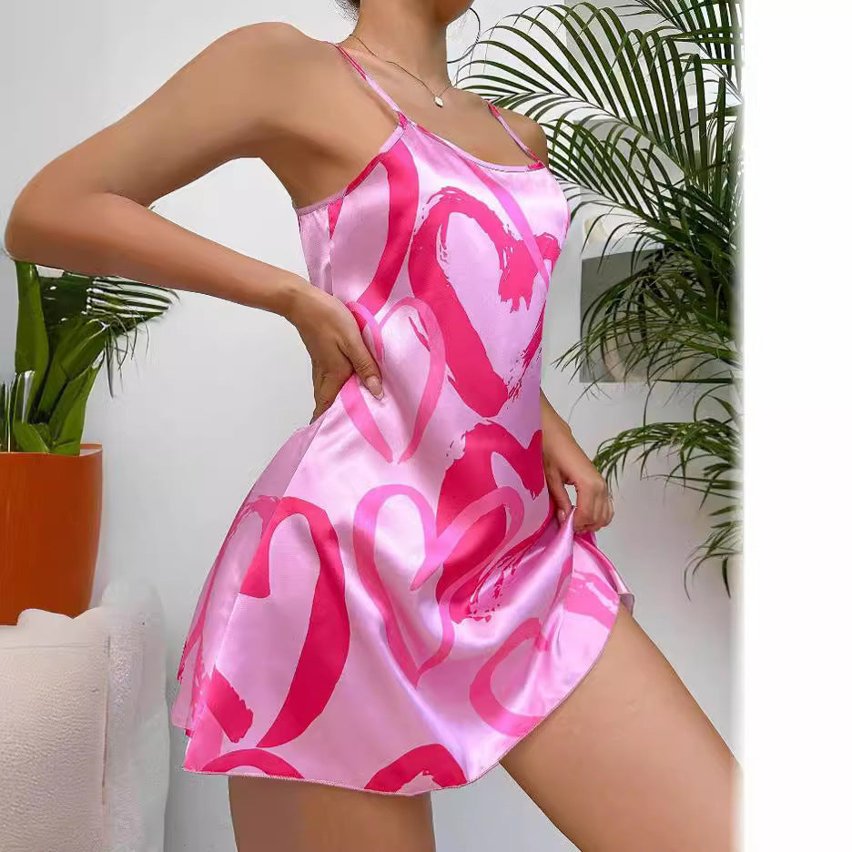 Robe nuisette dos nu en satin, robe de nuit en soie artificielle, pyjama d'été, courte robe de maison pour femmes