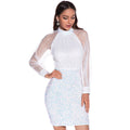 Robe Courte Sexy Rétro à Manches Longues et Paillettes pour Femme