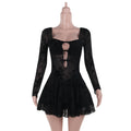 Robe moulante et transparente pour femme, découpée et floquée