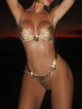 Maillot de bain sexy, dos nu, pour femme, licou