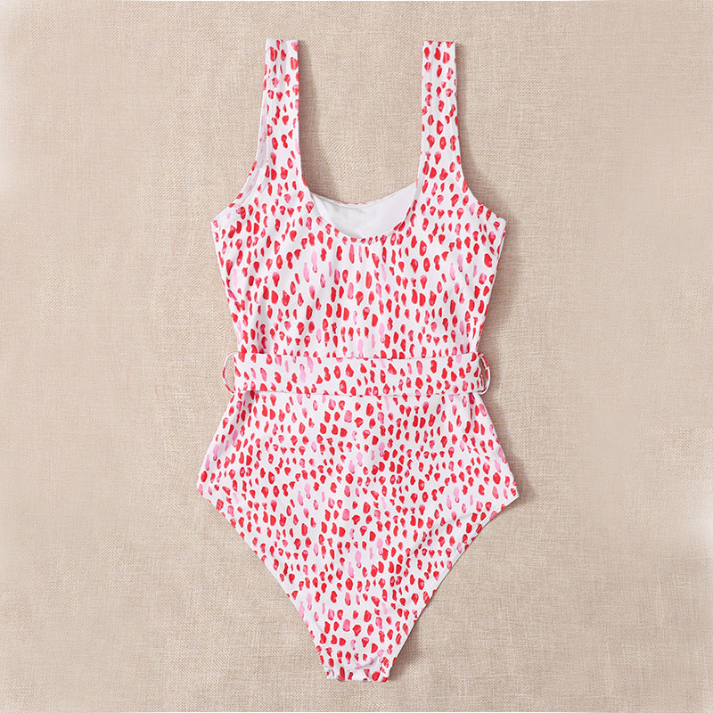 Maillot de bain une pièce femme Coupe conservatrice Maillot de bain pois rétro Amincissant Tendance