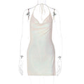 Robe courte slim pour femme, dos nu sexy, évidée, découpée, licou, coupe-vent
