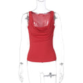 Damenbekleidung Frühling Sommer Sexy U-Ausschnitt Plissiert Schmal geschnitten All-Match Kleines Tanktop