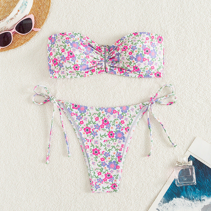 Maillot de bain bandeau d'été Maillot de bain femme sexy sans bretelles imprimé maillot de bain de plage d'été