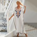 Robe de plage brodée en rayonne blanche, jupe de vacances, robe brodée, paréo de plage