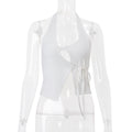 Damenbekleidung Sommer Sexy Neckholder-Top mit Schnürung, rückenfrei, Strickjacke, Weste für Damen