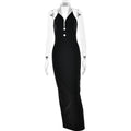 Robe élégante Printemps-Été Col V Dos Nu Fendue Amincissante