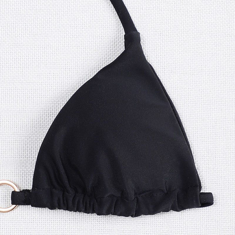 Badeanzug einfarbig gebunden Neckholder Strand Damen Bikini Oberteil