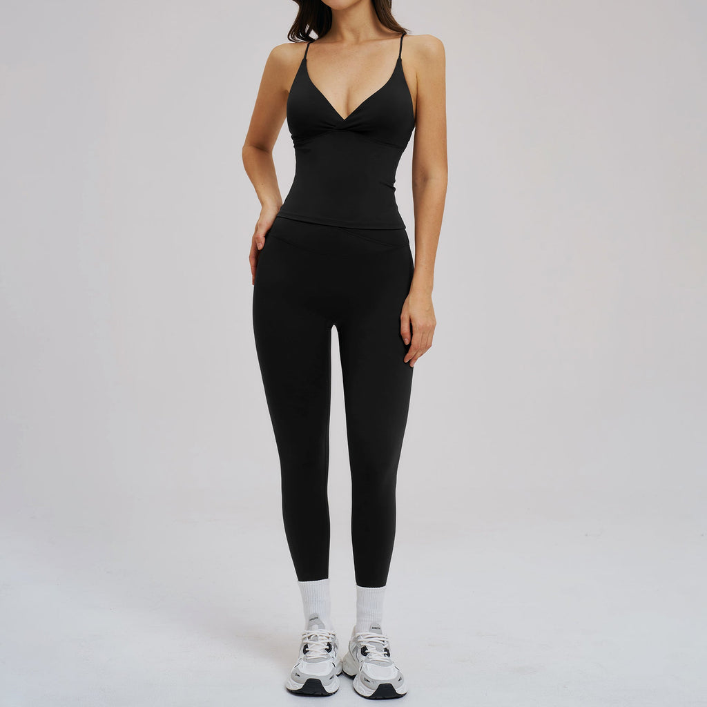 Ensemble deux pièces de sport brossé, décontracté, de course, pour l'extérieur, le yoga