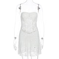 Sommer Damen Sexy Spitzen-Tube-Top, schmal geschnittenes, transparentes Kleid
