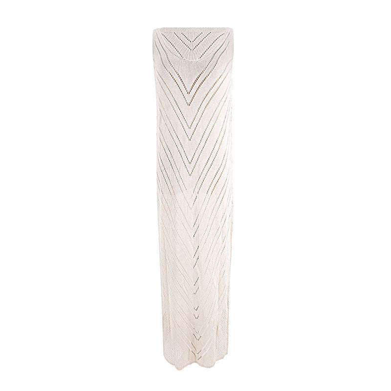 Robe longue dos nu sexy, de couleur unie, tricotée, gilet, robe longue, protection solaire de plage, maillot de bain, chemisier, crochet