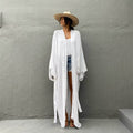 Gilet long de plage sexy avec ceinture, manches longues