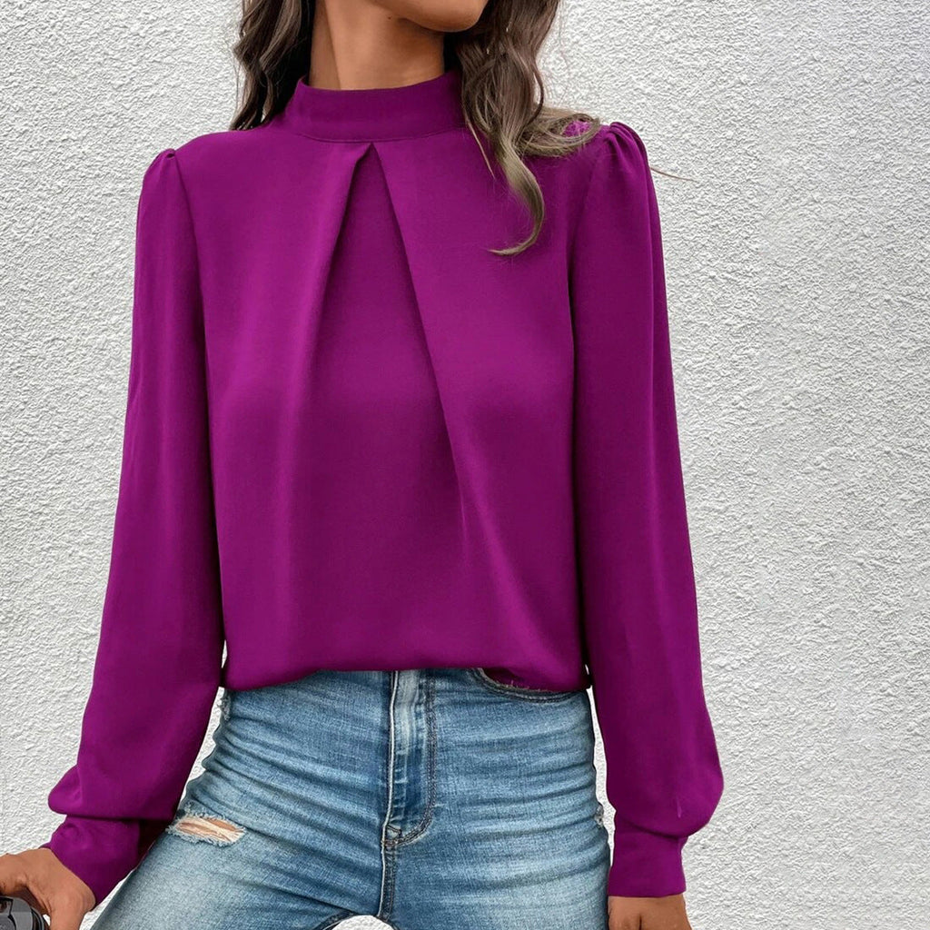 Damenbekleidung Frühling Sommer Langarm-Satin-Top-Hemd