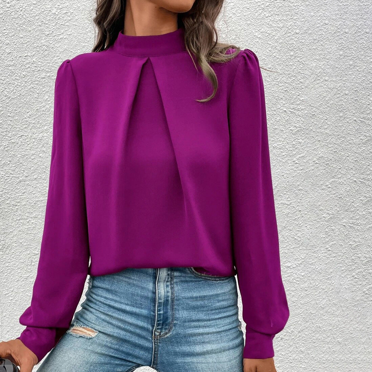 Damenbekleidung Frühling Sommer Langarm-Satin-Top-Hemd