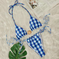 Maillot de bain bikini sexy à carreaux et imprimé coquillage perle