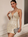 Sexy Pailletten Neckholder-Kleid Kurzes Kleid Damen Kleidung Ballkleid