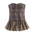 Robe courte léopard à bretelles, bustier, jupe-culotte, sexy, épaules dénudées, cocktail, moulante, pour l'été.