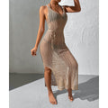 Urlaub Strand Sexy Strandkleid Hohl Cut-Out Durchsichtig Rückenfrei Strickkleid Damen