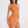 Sexy Hüfte Sommer Damen Hollow Out Cutout Schulter Strickkleid Damen