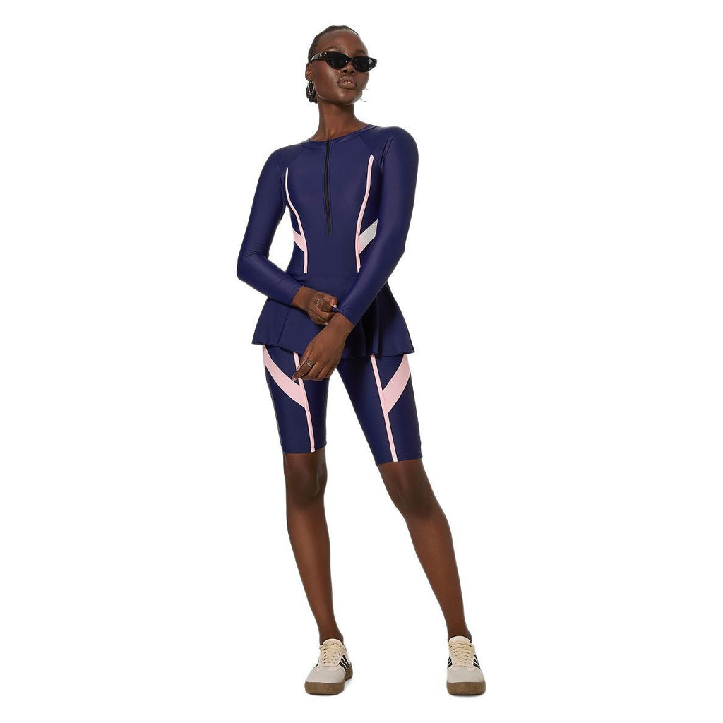 Maillot de bain pour femme - Maillot de bain siamois conservateur - Manches longues - Protection solaire - Maillot de bain spécial printemps musée populaire