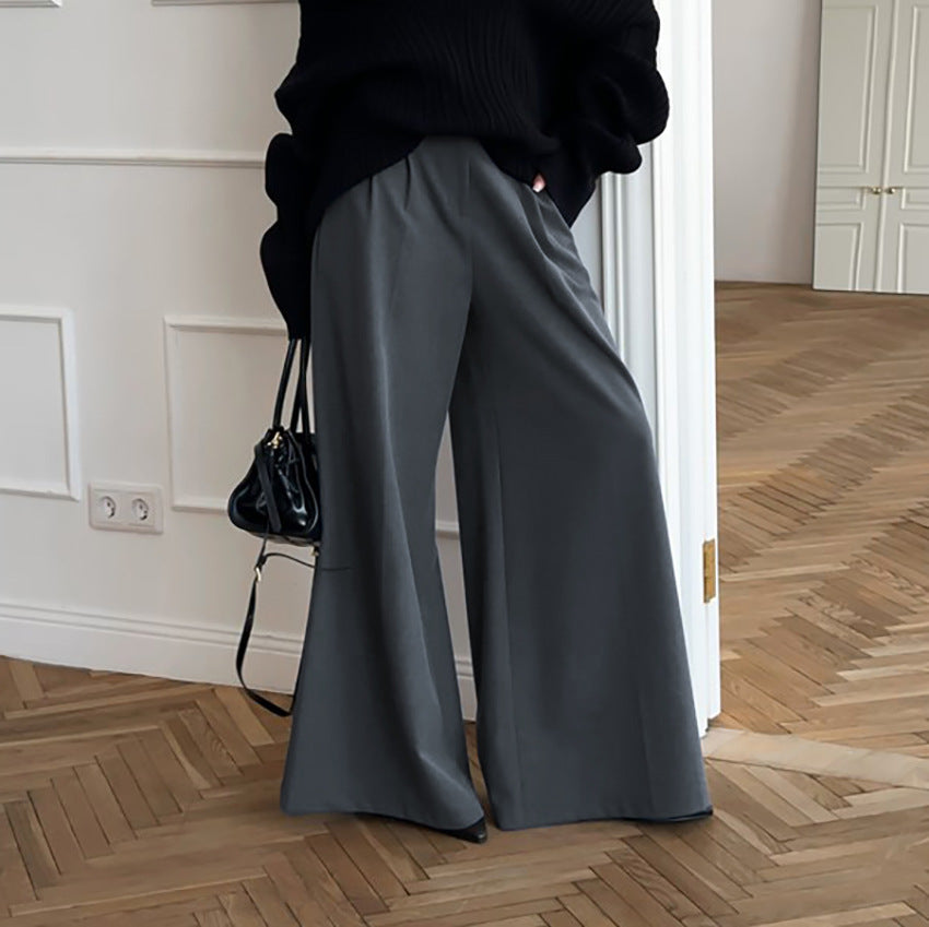 Lässige Khakifarbene Modische Elegante Weite Hose Herbst Winter Alltags- Büro-High-Waist-Arbeitshose