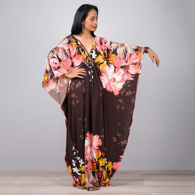 Robe de plage ample de vacances en bord de mer, protection solaire, paréo de plage, vêtement d'extérieur pour femmes