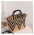 Sac de paille à bords lâches, sac tissé portable à bords lâches de couleur assortie, sac de plage pour les vacances à la mer, sac pour femme