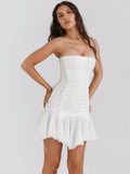 Vêtements d'été sexy pour femmes, robe sexy en mousseline avec tube, dos nu lacé et coutures