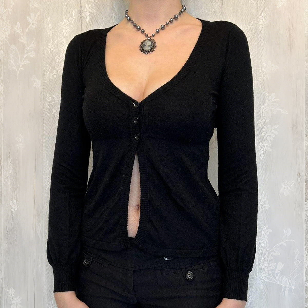 Sexy Pull Avancé à Manches Longues en Laine pour Femme Vêtements d'Automne
