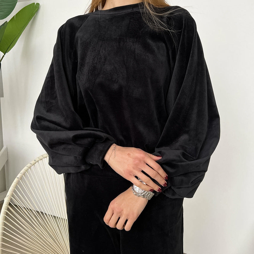 Herbst Winter Langarm-Hose Bequemer Pyjama Damen Warme lockere Oberbekleidung Homewear