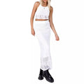 Vêtements Femme Sexy Dos Nu Haut Taille Haute Jupe Deux Pièces Ensembles Tricoté Été Plage Vacances