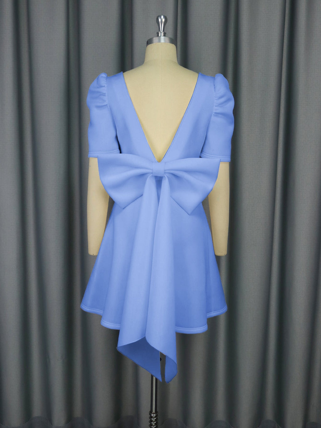Sommer Eleganz Quadratischer Ausschnitt Kleid Party Cocktail Schleife Rückenfrei Abschlusskleid