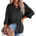 Chemisier Femme Confort Automne Satin Motif Gravier Manches Longues Coupe Ample