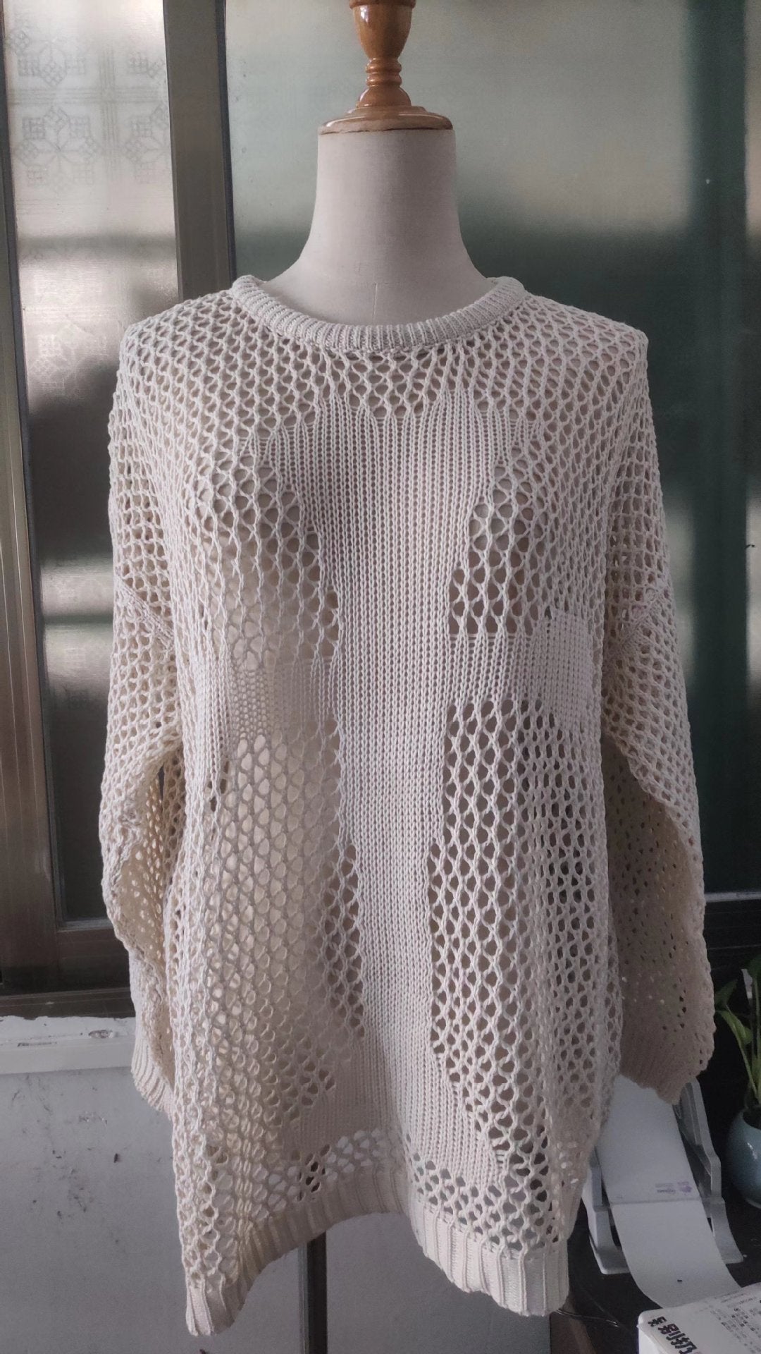 Haut d'été sexy en maille à manches longues, col rond, ajouré, entrecroisé, idéal pour la plage
