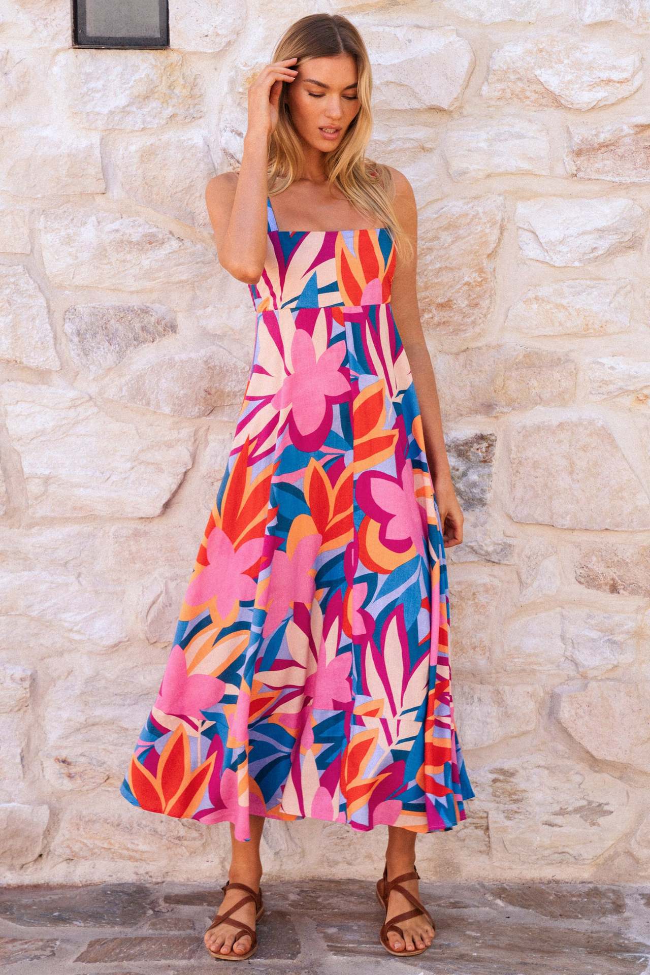 Damenbekleidung Sexy Sommerurlaub Geblümtes Trägerkleid Damen