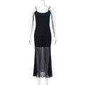 Robe de soirée sexy pour femme, col en U, double couche, maille, slim, pour l'automne