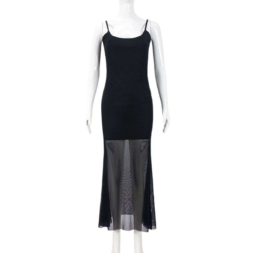 Robe de soirée sexy pour femme, col en U, double couche, maille, slim, pour l'automne