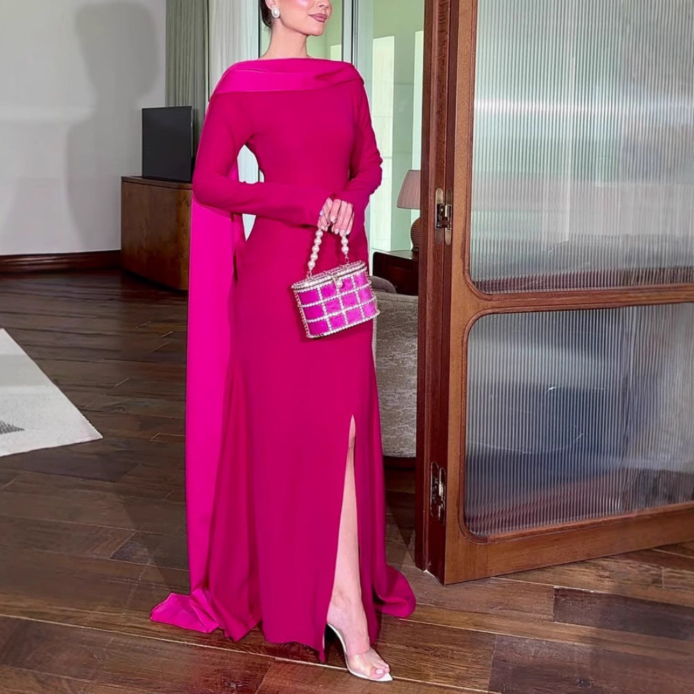 Damenbekleidung Frühling Sexy Etui-Schleifen-Abendkleid mit Schal