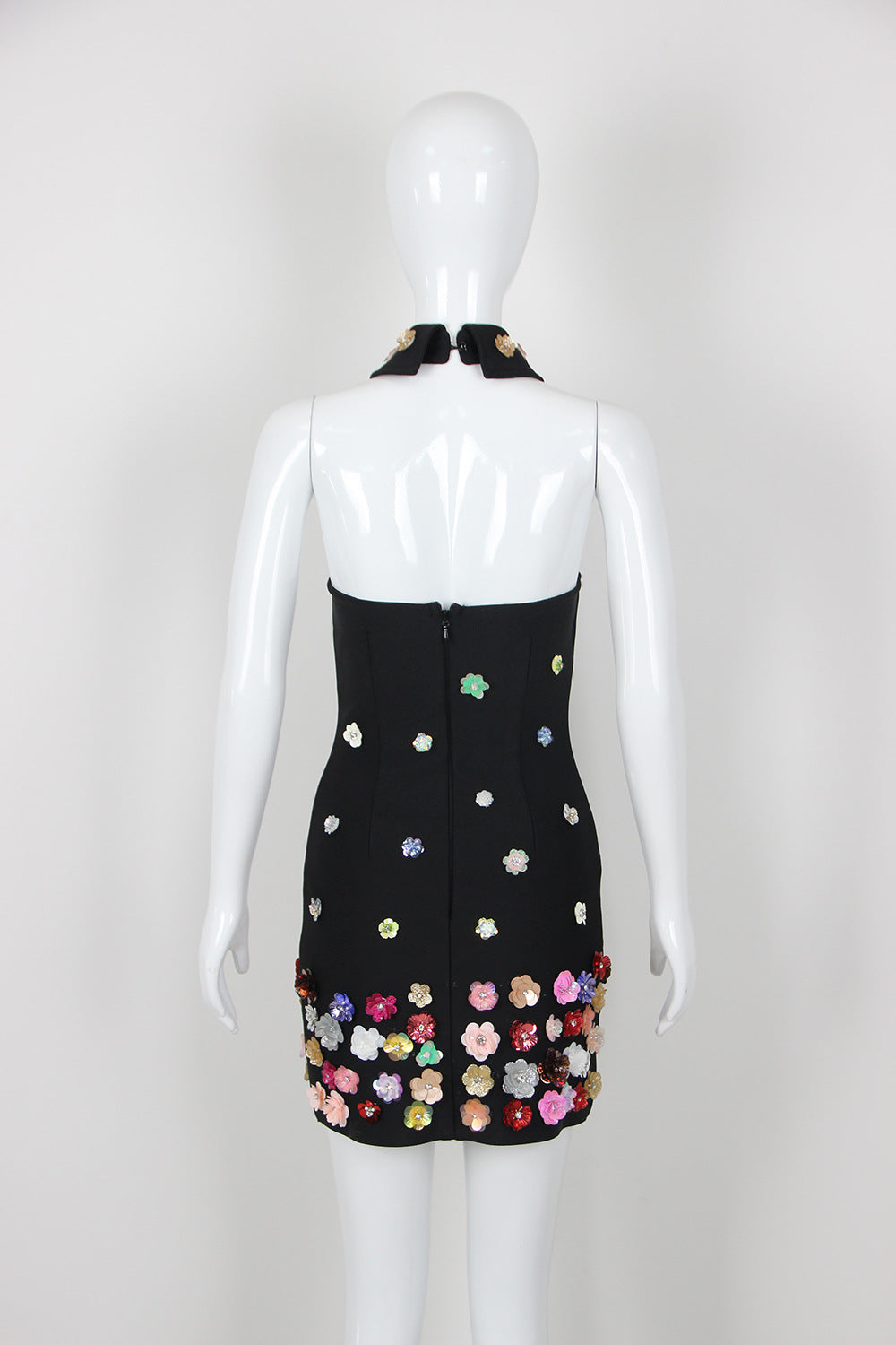 Robe Courte Bandage Sexy Printemps Fait Main Fleurie Halter pour Femmes