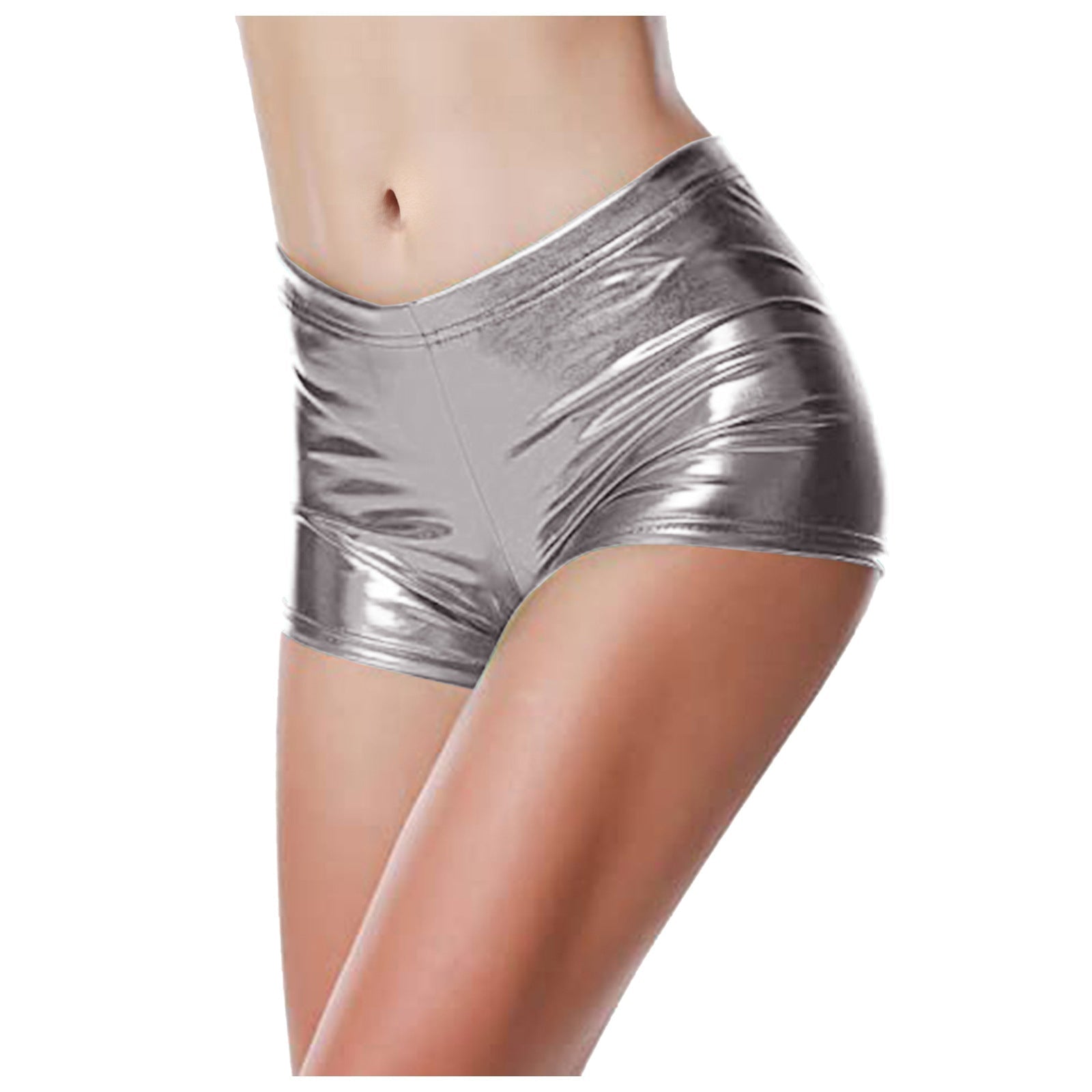 Metallic beschichtete Stoff-Shorts für Damen, Aktivitäts-Bühnenkleidung, elastischer Bund, Farbbronzierung, Lackleder, sexy Hosen