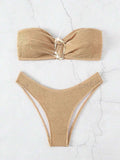 Maillot de Bain Bandeau Imprimé Sexy Bikini Femme Maillot de Bain Fendu