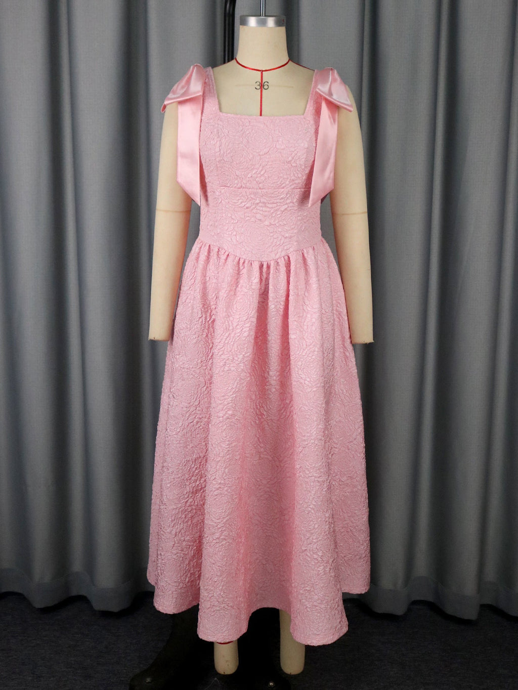 Robe Élégante pour Femme à Nœud, Jacquard Taille Haute, Robe de Soirée Cocktail Bal Swing