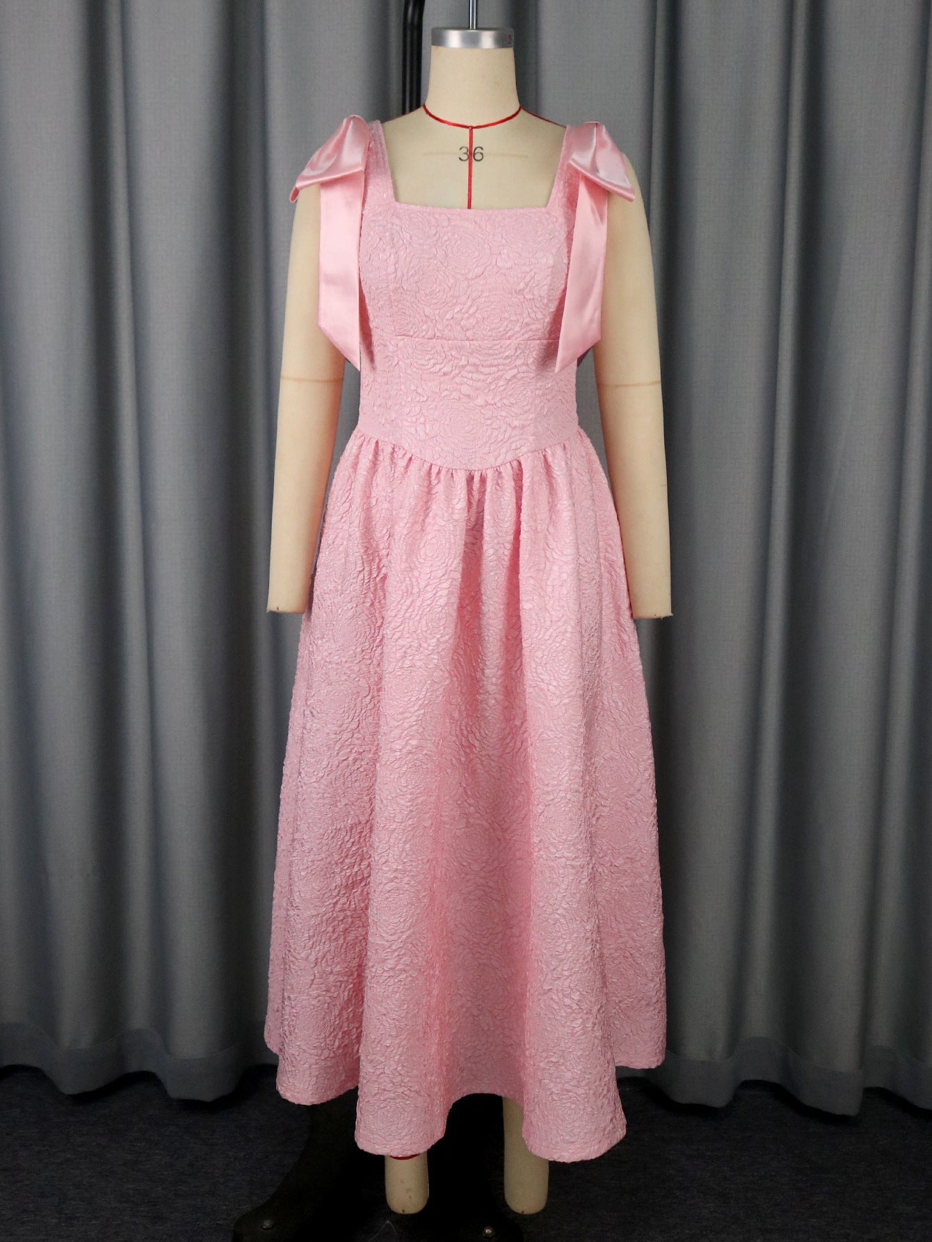 Robe Élégante pour Femme à Nœud, Jacquard Taille Haute, Robe de Soirée Cocktail Bal Swing