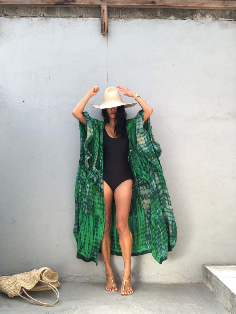 Chemisier de plage long à capuche imprimé, manches longues, maillot de bain, protection solaire