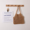 Sac fourre-tout en coton tressé creux et ajouré, sac de plage décontracté en paille, sac polyvalent pour femme